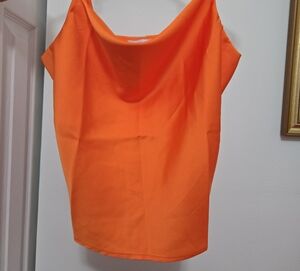 Neon Orange Sleeveless Women's Satin Top